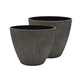 SG Traders Macetas para exteriores – Maceta de madera con textura lineal vertical | Jardineras de jardín, macetas ligeras decorativas para