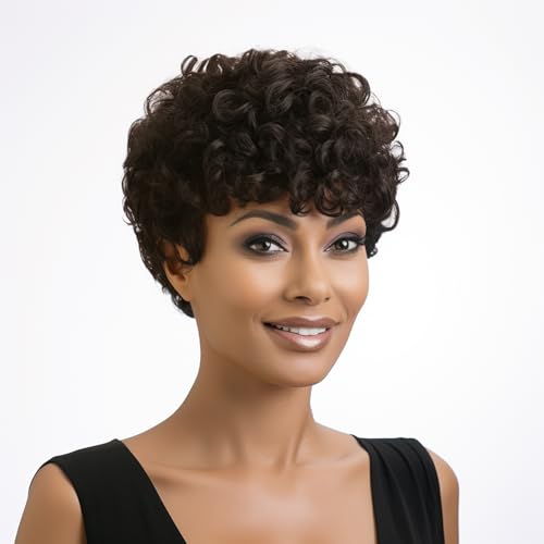 Short Cut Wigs For Black Women Synthetic Short Pixie Cut Afro Wigs