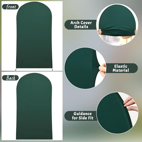 6.6FT Hunter Green Arch Backdrop Cover, Spandex Fitted Wedding Arch Stand Covers 2-Sided Round Top Chiara Arch Backdrop Cover for Easter Wedding Birthday Party Baby Shower Banquet Decoration by PARTISKY - Image 7