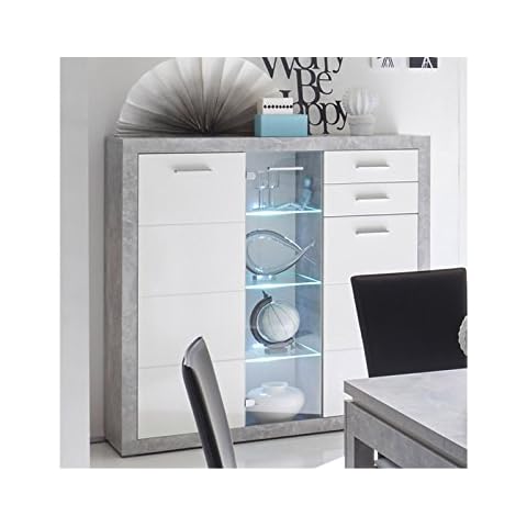 möbelando Highboard Sideboard Anrichte Vitrinenschrank Standschrank Rio de Janeiro I Cover