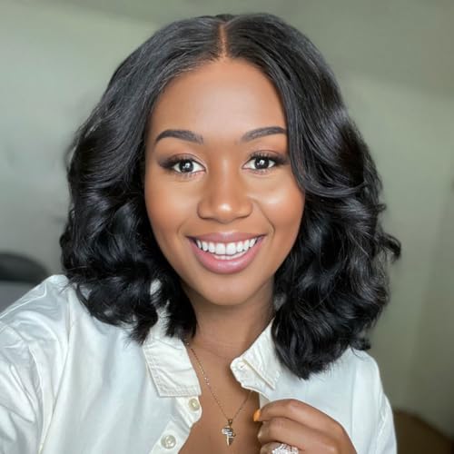 RECOOL Short Bob Wig Human Hair Glueless Short Body Wave