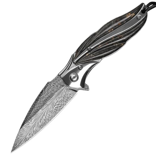Generisch GGHGRAAWB Damast-Klapp-Jagdmesser Holzgriff