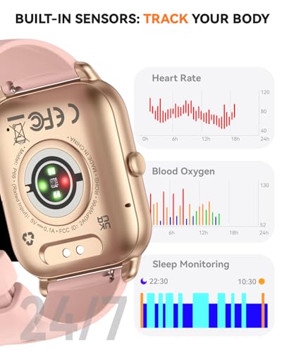 Image of Smart Watch for Men Women,1.85 inch HD Screen Bluetooth Fitness Tracker Step Counter /Sleep Monitor,110+ Sports Modes,IP68 Waterproof Smart Watch Compatible with iPhone Samsung Android Phone, Pink