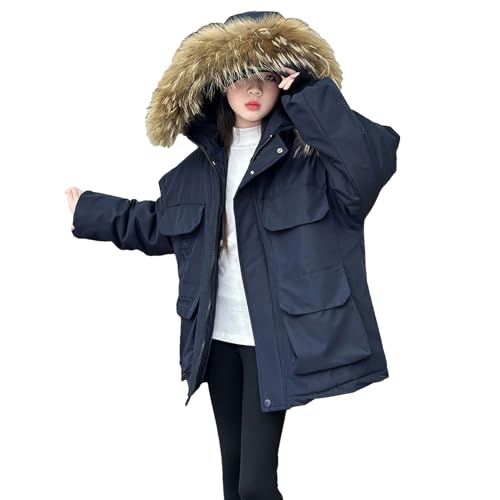 Girls Parka Coat Faux Fur Hooded Jacket Winter Zipper Overcoat Outerwear for 2-12 Years