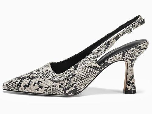 Coutgo Womens Slingback Kitten Heels Studded Closed Pointed Toe Slip On Leather Pumps Work Dress Shoes2