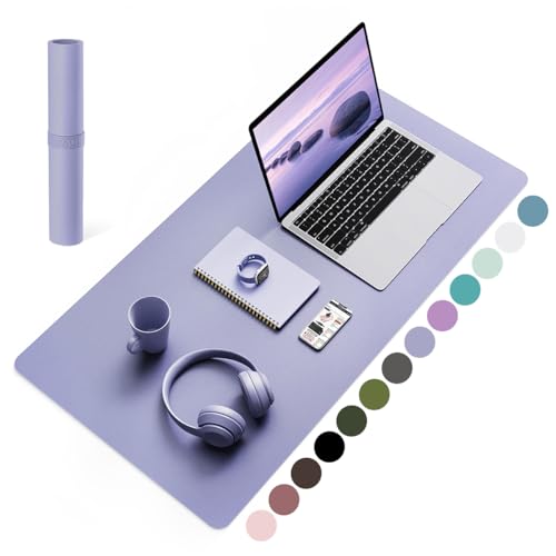 YSAGi Non-Slip Leather Desk Pad, Waterproof Laptop Computer Desk Keyboard Mat, Table Protector Blotter Mat, Large Mouse Pad for Office/Work/Home/Decor(Lavender, 31.5" x 15.7") Lavender 31.5"