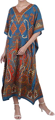 Vestido largo kimono azul Ukal para noches de verano y cenas elegantes en la playa
