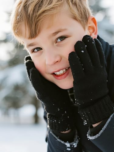 Image of Cooraby 3 Pairs Kid's Winter Gloves Thick Warm Knitted Gloves Children Cold Weather Gloves
