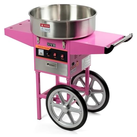 VIVO Pink Electric Commercial Cotton Candy Machine, Candy Floss Maker with Cart (CANDY-V002)