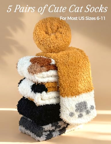 Image of TEHOOK Warm & Cozy Gifts for Women, Fluffy Fuzzy Plush Sleeping Slipper Socks - Soft Warm Fabric
