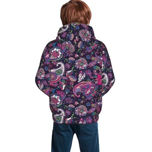 Traditional Oriental Paisley Kid Hoodies Boys Sweatshirts Girls Pullover with Pocket4