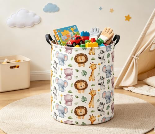 Image of Kids Laundry Basket Baby Hamper for Nursery Storage Bin Organizer (Animal)