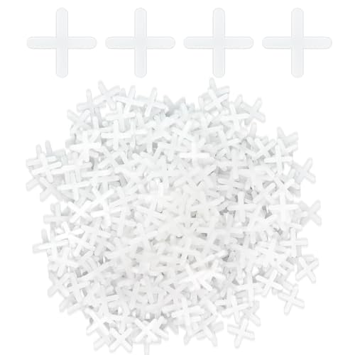 500 Pcs Tile Spacers Plastic Tiles Shim Tiles Leveler Spacers Tile Leveling Clips for Stone Ceramic Tile Installation (3mm 1/8 Inch White)