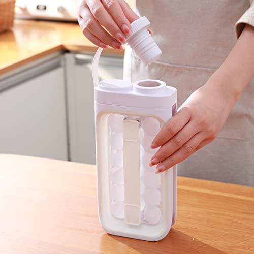 Alsomtec Portable Ice Ball Maker Sanitary Ice Cube Trays For Freezer 2 In 1 Portable Ice Ball Mold With Lid Makes 17 Round Ice Cubes Mold,Ice Sphere Molds(White) #TOP2