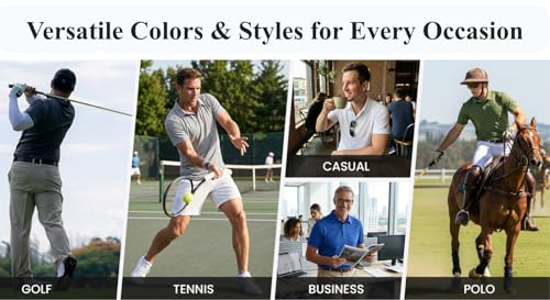 Image of PINSPARK Mens Polo Shirt Performance Moisture Wicking Polo Shirts UPF 50 Golf Shirts for Men Quick Dry Casual Collared Shirt
