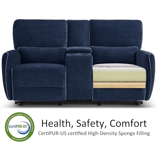 Image of MCombo 75 in Wall Hugger Loveseat with Console, RV Sofa 6926 (Blue)