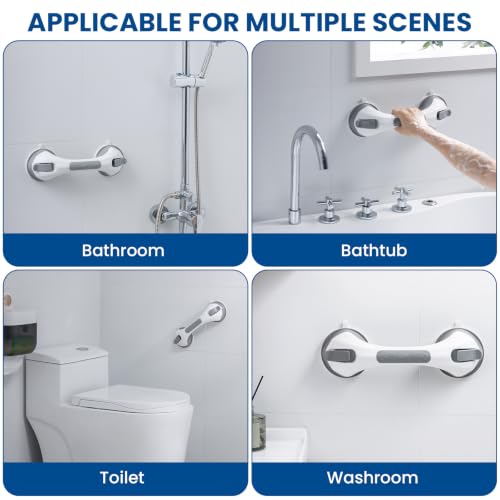 Image of TAILI Suction Shower Grab Bars,Shower Handles,2 Pack 12.2 inch Grey | Bathroom Grip Bar Heavy Duty Handrails,No Drilling Removable Waterproof,Safety for Bathtubs,Toilet,Elderly&Seniors,G9