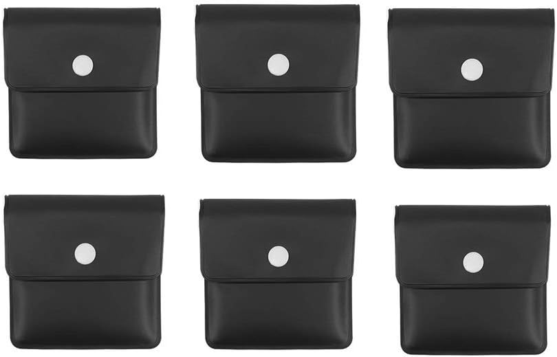Rmeet Pocket Ashtray, Portable Pocket Ashtrays, 6 Pack Reusable Bow Pocket, Cigarette Ash, PVC, Fireproof, Odourless, Black, 8.5 x 7.5 cm