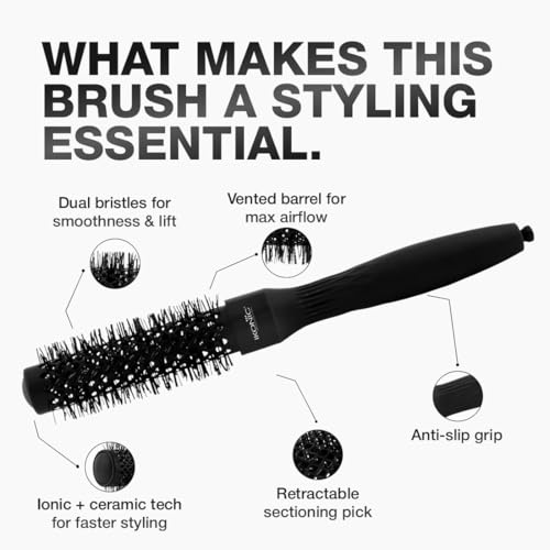 Image of Ikonic Professional Thermal Round Brush with Ionic Technology, Anti Frizz Styling, Straightening, Curling, Volumizing & Waves for Women & Men, Adds Shine, All Hair Types, Salon & Personal Use -TRB 25