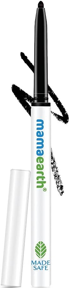 Mamaearth Long Stay Kajal Black Retractable Waterproof, with Vitamin C & Chamomile, Charcoal Black, Matte Finish