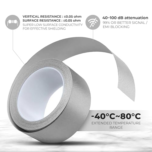 Image of MWRF Source Conductive Cloth Fabric Adhesive Faraday Tape (2.4-inch x 65ft); EMI Grounding; RFID Signal Attenuation; Radio Frequency Signal Attenuation; Guitar Interference Shielding