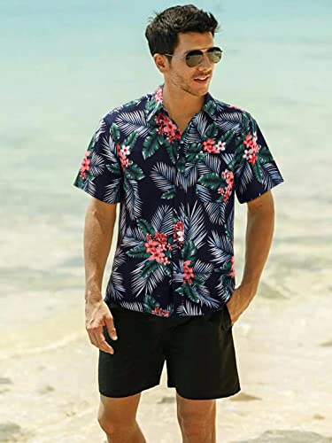 Image of Men's Hawaiian Shirts Short Sleeve Aloha Shirt for Men Casual Button Down Tropical Hawaii Floral Shirt Summer BeachParty