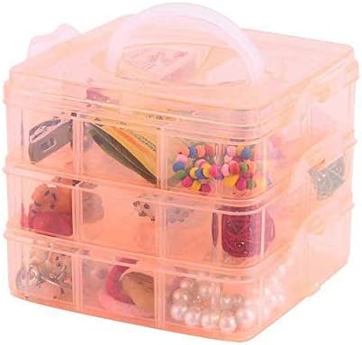 Wishbone 3 Layers 18 grid plastic transparent jewelry storage box portable accessories for earrings ring (square shape)