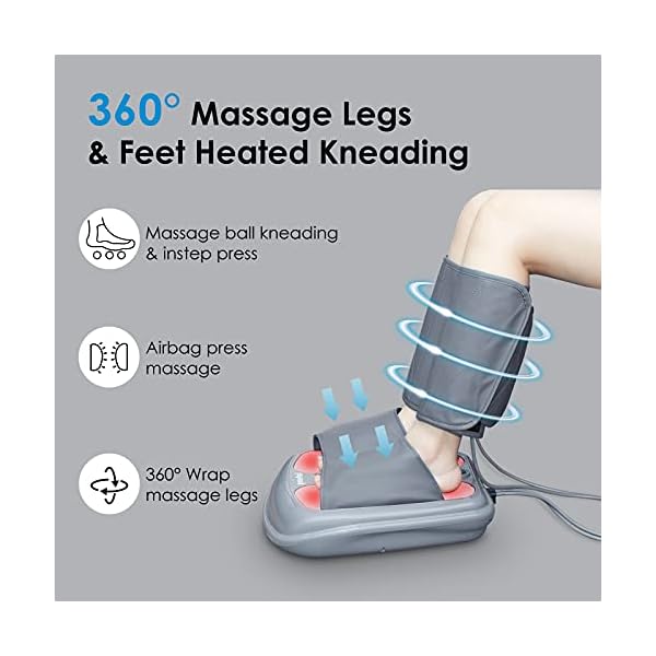 Fußmassagegerät Elektrisch，2 in 1 Beinmassagegerät mit Wärmefunktion zur Förderung der Durchblutung，6 Massage Modi und 3… – Bild 5