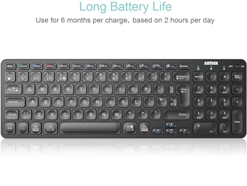 Arteck HB305-2 Universal Multi-Device Bluetooth Keyboard Ultra Compact Wireless Bluetooth Keyboard with Media Hotkeys for Windows iOS iPad OS Android Computer Desktop Laptop Surface Tablet Smartphone - Image 5