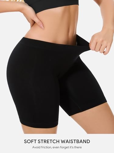 HBselect Cotton Boxer Shorts Underwear Boy Shorts Panties Anti Chafing Yoga Bike Shorts 4 Pack (Regular & Plus Size)3