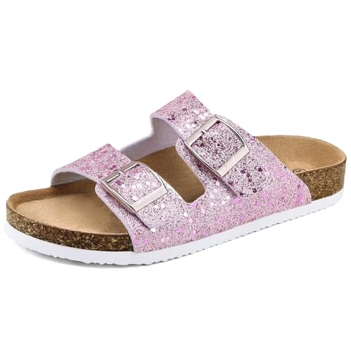 Image of Torotto Kids Sandals Boys Girls Slide Summer Non-slip Cork Glitter Toddler Slippers with Adjustable Straps for Indoor & Outdoor
