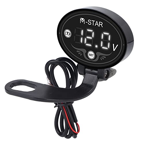 Talany LED-Voltmeter für Motorräder, intelligenter 9-24-V-Batteriemonitor Motorräder zur Lenkerhalterung, Talany4xKrCjY