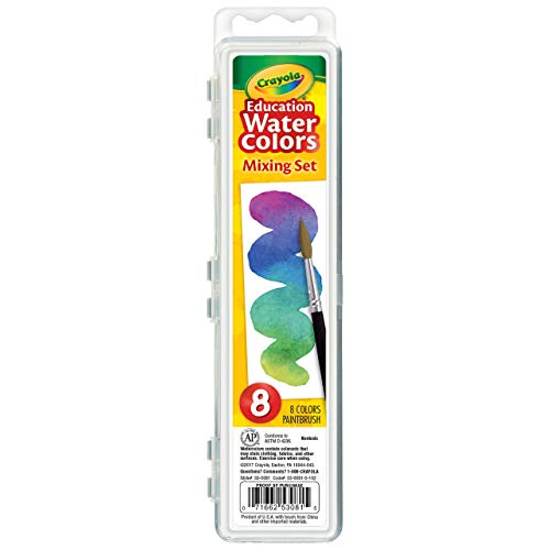 Crayola Watercolor Mixing Set with Taklon Paint Brush, 8 Paint Colors - image 3
