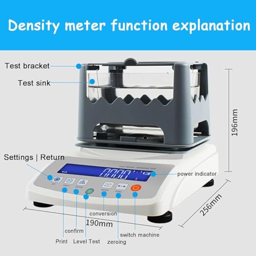 Solid Density Meter with LCD Display, Rubber Plastic Density Detector Hydrometer, High-Precision 0.001~99.999g/cm3 Balance Gravimeter for Laboratory, Jewelry, Industrial, Business,1200A