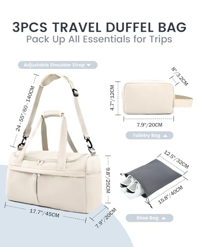 For Spirit Airlines Personal Item Bag 18X14X8 Carry On Travel Duffle Bags for Airplanes Women Men with Wet Pocket Weekender with Shoe and Toiletry Bags, Beige4