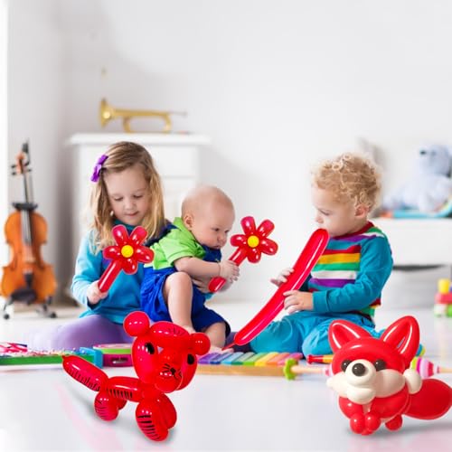 Image of 100Pcs Red 260 Balloons, Long Balloon for Tying Balloon Arch, Long Skinny Balloons for Twisting Ballons Animal balloons Birthday Party Wedding Festival Decorations