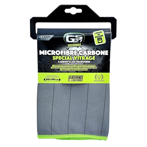 GS27 - Microfibre Carbone Spécial Vitrage - Finition sans Traces et sans Peluches - sans Risques de Rayures sur Les Surfaces Vitrées et Les Écrans Tactiles - Fibres Carbone Ultra Résistantes