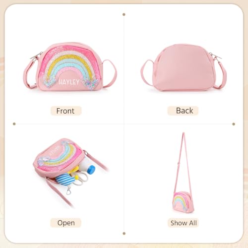 Image of Personalized Purse, Rainbow Glitter Custom Name Crossbody Bag