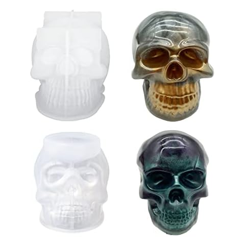 WYAHYQ 2Pcs Large Skull Silicone Moulds,Skull Epoxy Resin Moulds,Candle Moulds for Candle Making, Halloween Candle Resin Mould Cover