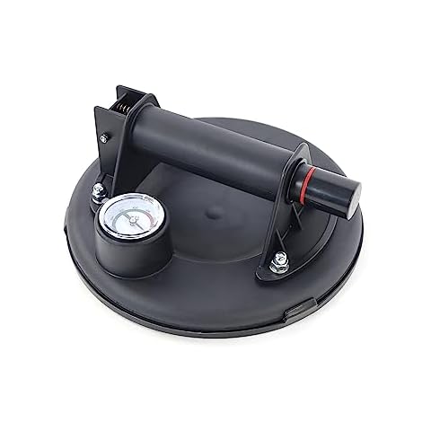 TILER 8" Glass Vacuum Suction Cup, Heavy Duty Suction Cups with pressure gauge, Hand-held Lifter for Lifting Glass, Tile, Auto Windshield, Flat Goods - 242 lbs Load Capacity 8128F Cover