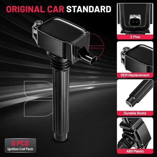 Image of BDFHYK Ignition Coil UF648 Compatible with Jeep Grand Cherokee 2011-2015 Jeep Wrangler Dodge Charger Grand Caravan 2016 Dodge Journey Ram 1500 Chrysler Town & Country 300 Jeep Coil Pack 3.6L Set of 6