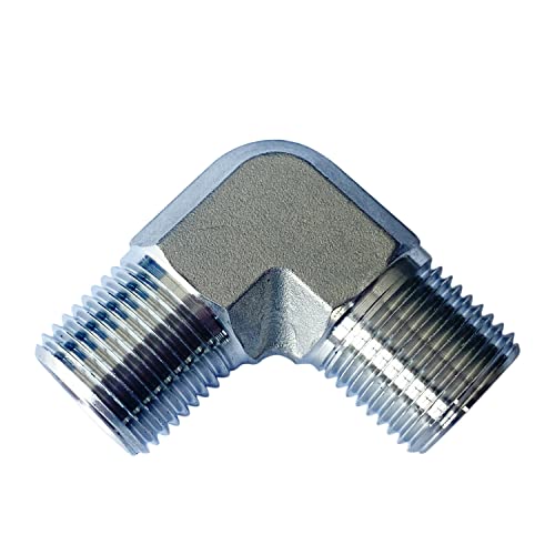 Image of HFS(R) Stainless Steel 304 90 Degree Barstock Street Elbow, 3 /8 inch NPT Male Pipe to 3 /8 inch NPT Male Pipe Fitting
