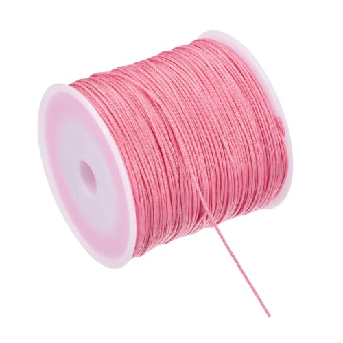Rebower 0.8mm Nylon String for Bracelets, 109 Yard Nylon Satin String Cord Beading Thread [ for Jewelry Making Bracelet Necklaces DIY Craft] - Rose Gold
