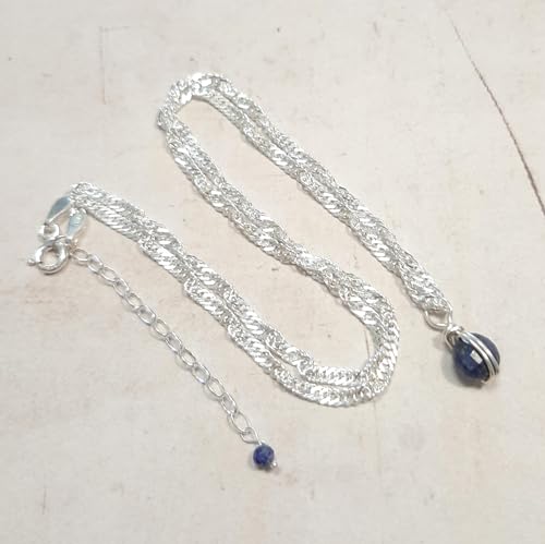 Collier en argent 925 d'exception et lapis-lazuli véritable de qualité joaillerie - 3