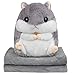 Produktbild Alpacasso 3 IN 1 Cute Grau Plüsch Hamster Dekokissen und Folding Klimaanlage Car Blanket Kissen Set.
