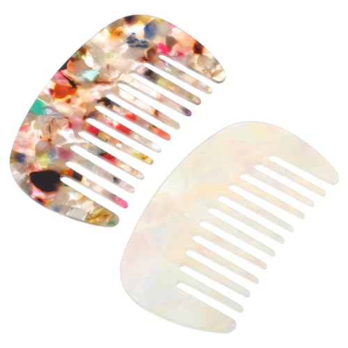 YUXIANLB Travel Comb Mini Detangling Combs For Women Wide Tooth Combs Hair Pocket Comb 2pcs Anti-Static Small Acetate Hair Detangler Brush For Bangs Curly Wavy Long Hairs Daily Care Wet Dry