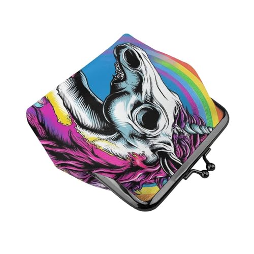 Coin Purse Vintage Pouch Buckle Clutch Bag Halloween rainbow Unicorns Zombie (1) Kiss-lock Change Purse Clasp Closure Wallets For Women3