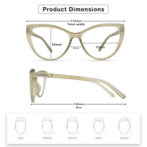 Image of Blue Light Blocking Cat Eye Glasses for Women Transparent Frame Anti UV Protection Zero Power Computer Glasses Lightweight Optical Frame