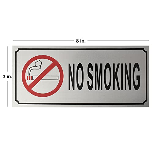 Image of Buzz Cool Metal No Smoking Stickers | No Smoking Sign Board Signage Sticker | Metallic Stainless Steel No Smoking Stickers for Wall, Doors Offices Malls etc.
