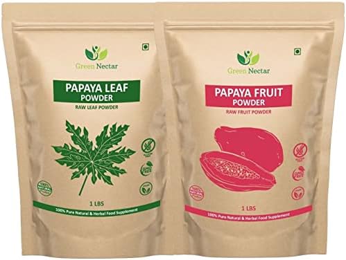 Papaya Leaves and Fruit Powder 1 lb each, Carica Papaya full benefits for Hair and Skin